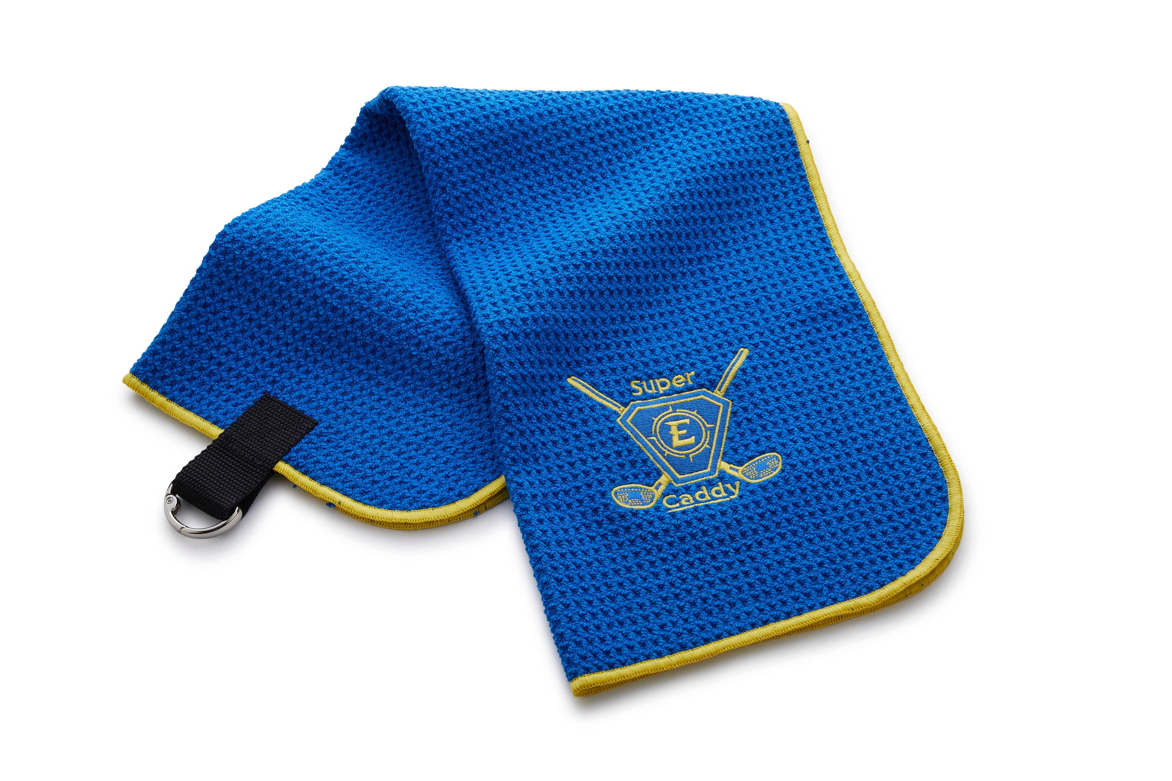 Caddy Golf towels with a hook to hang on your Super E caddy! Red or Blue!