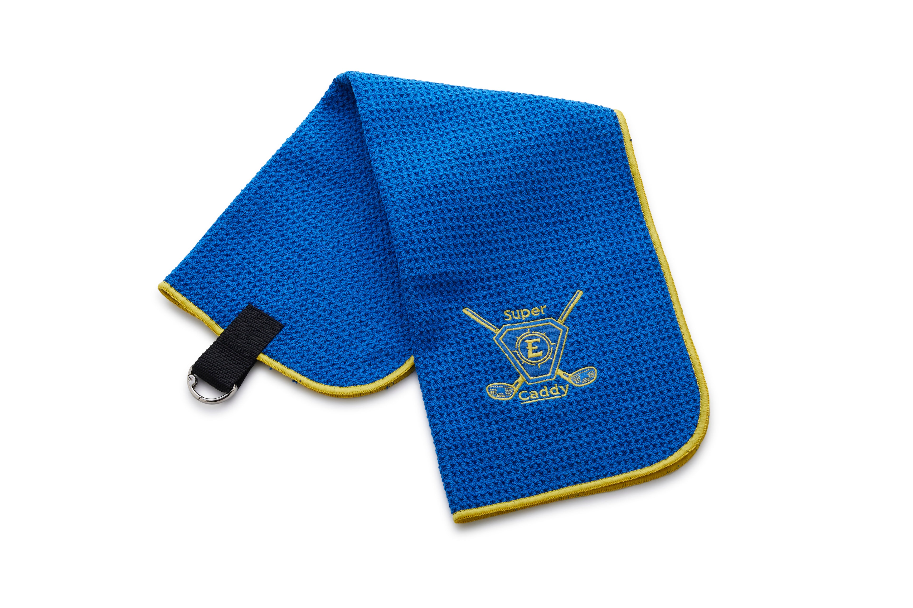 Caddy Golf towels with a hook to hang on your Super E caddy! Red or Blue!