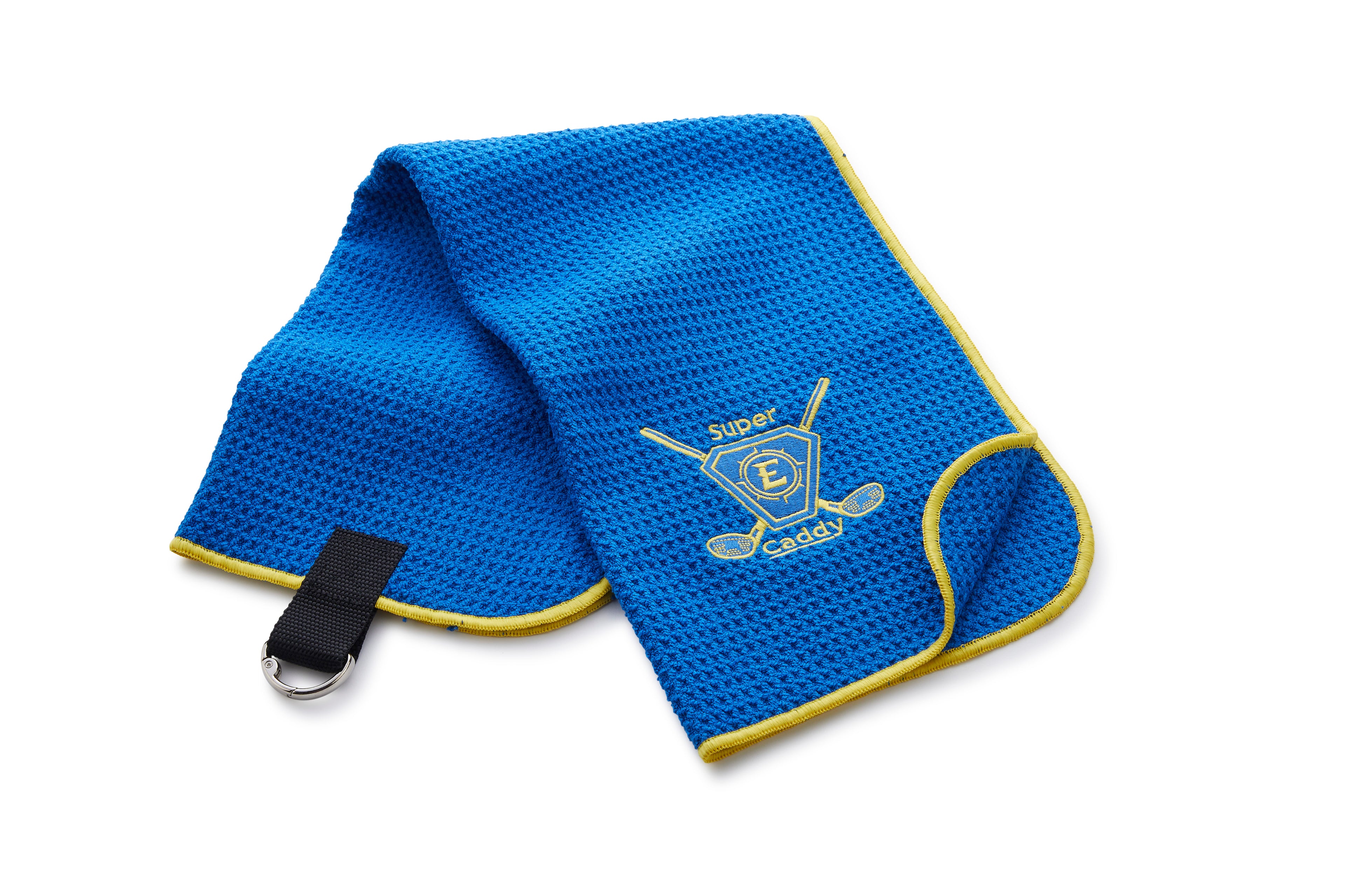 Caddy Golf towels with a hook to hang on your Super E caddy! Red or Blue!